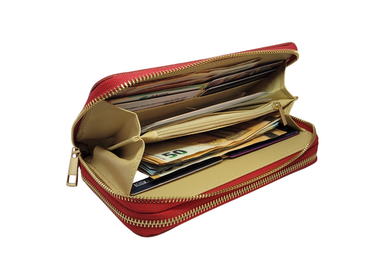 Compagnon Cuir double Portefeuille Femme Valencia (Camel)