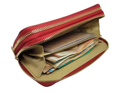 Compagnon Cuir double Portefeuille Femme Valencia (Camel)