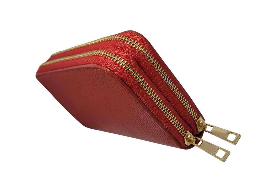 Compagnon Cuir double Portefeuille Femme Valencia (Camel)