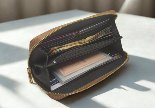 Compagnon Cuir Portefeuille Femme Elena(Noir)