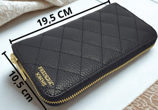 Compagnon Cuir Portefeuille Femme Elena(Noir)