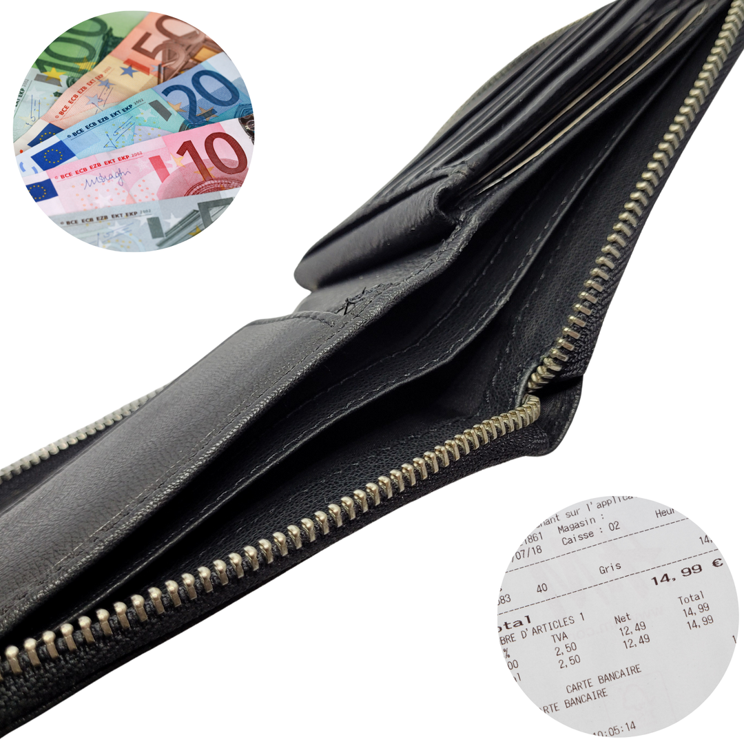 Portefeuille Zippé (Noir)