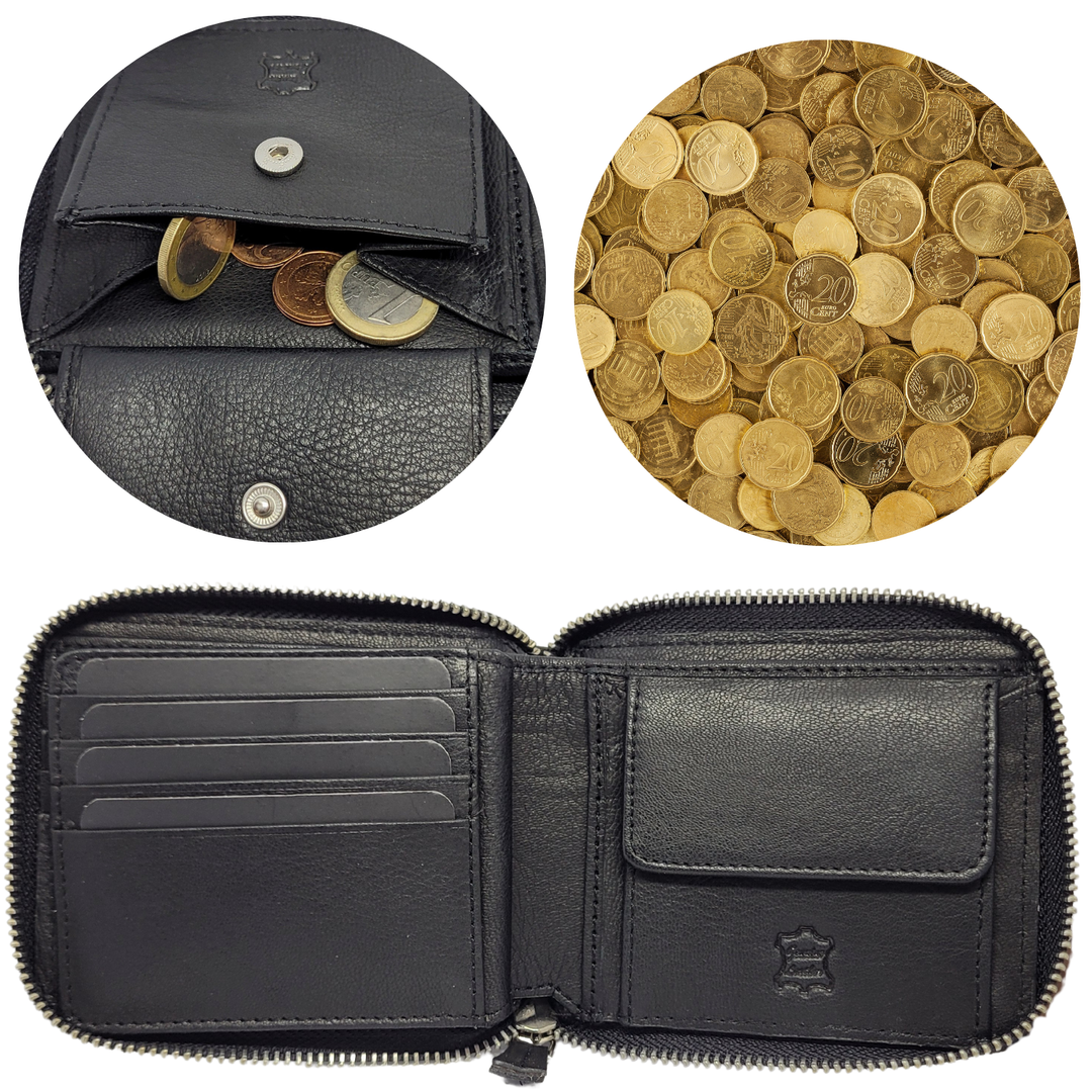 Portefeuille Zippé (Noir)