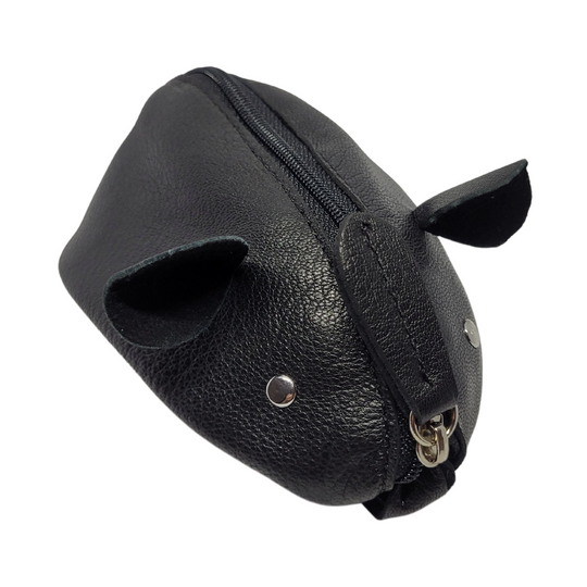 Porte-monnaie "Souris" en cuir (Noir)