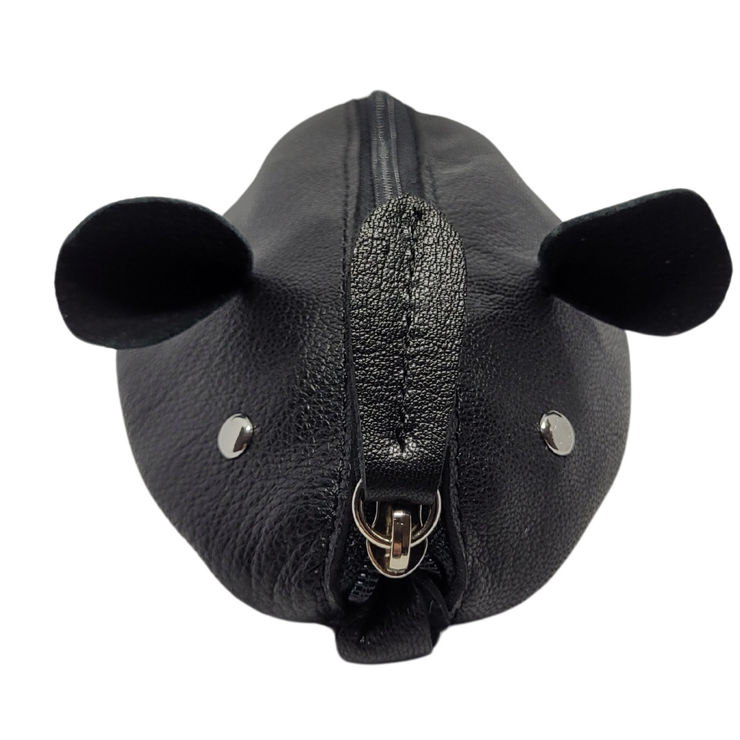 Porte-monnaie "Souris" en cuir (Noir)