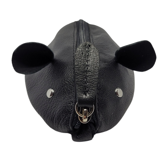 Porte-monnaie "Souris" en cuir (Noir)
