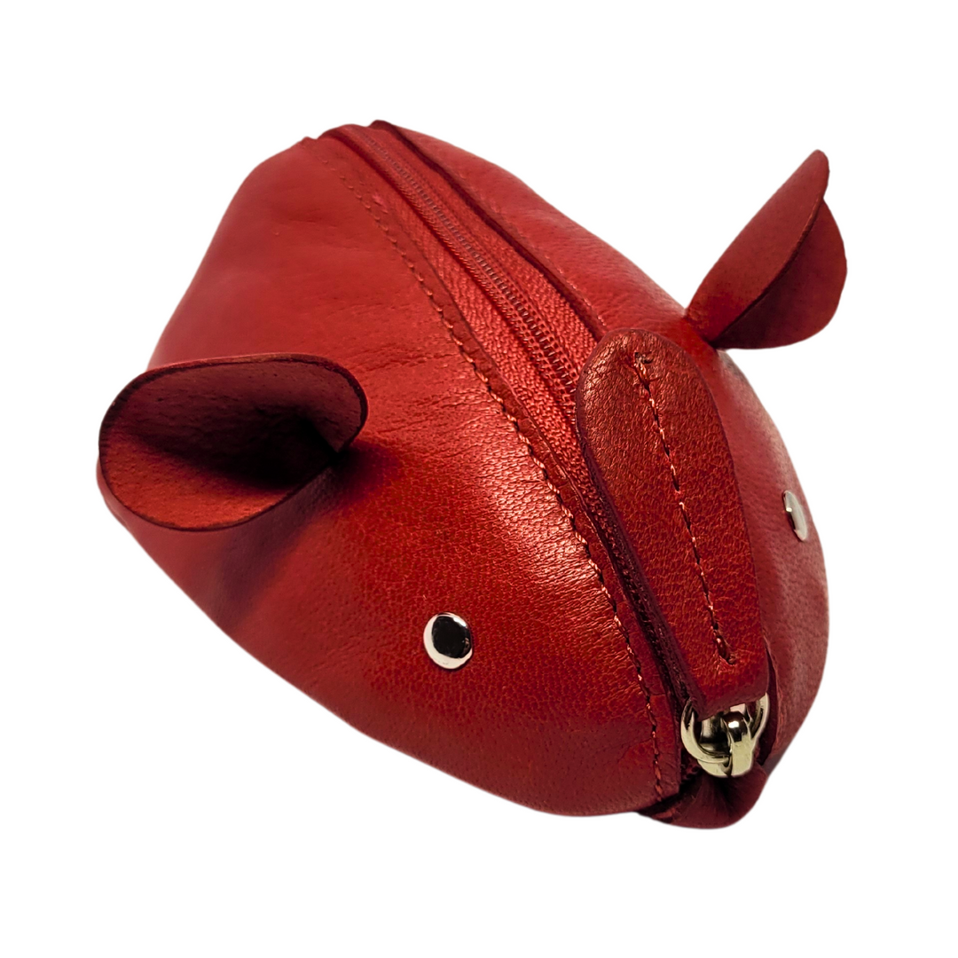 Porte-monnaie "Souris" en cuir (Rouge)