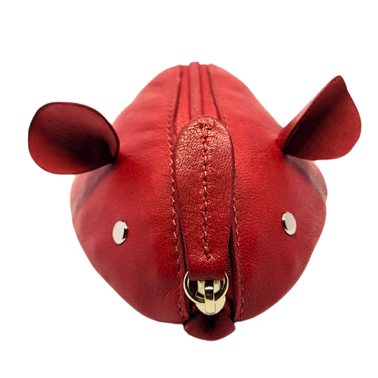 Porte-monnaie "Souris" en cuir (Rouge)