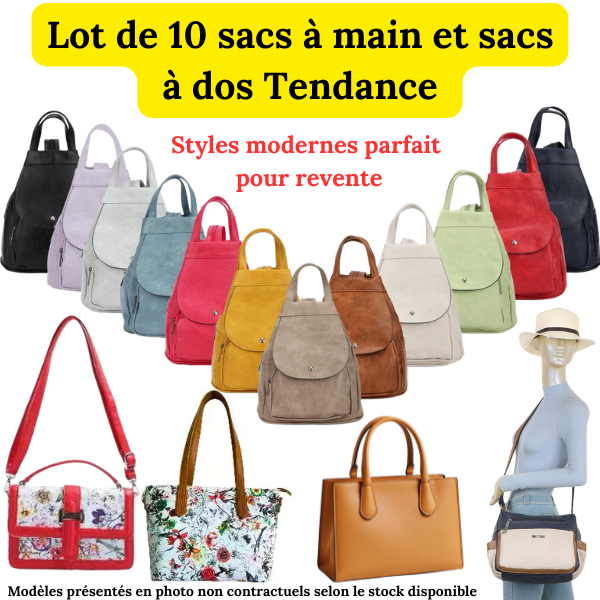 Lot de 10 sacs à main tendance
