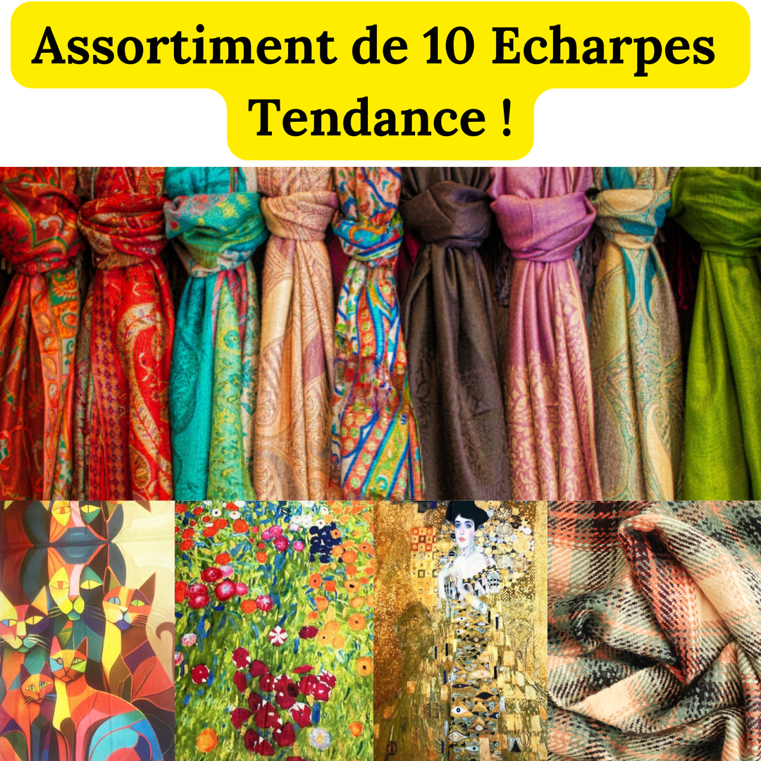 Assortiment tendance de 10 Echarpes