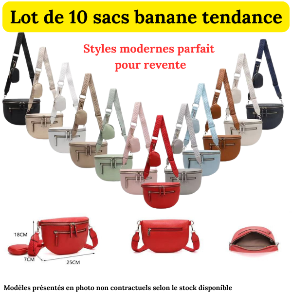 Lot de 10 Sacs Banane Tendance