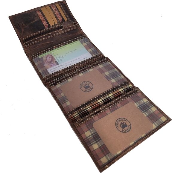Portefeuille Cuir Tower vintage  RFID - Portefeuille Carte Grise - 3 volets